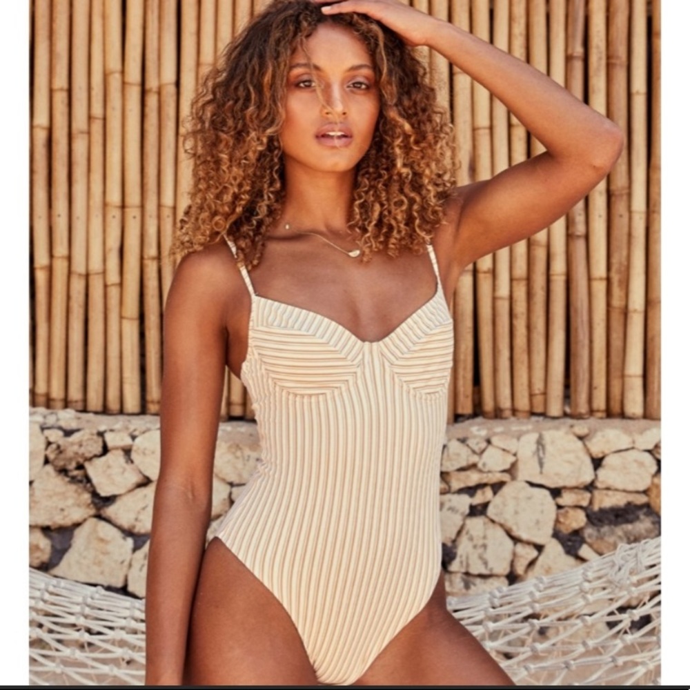 Monday Swimwear Maui One Piece- Sand Stripe (M)